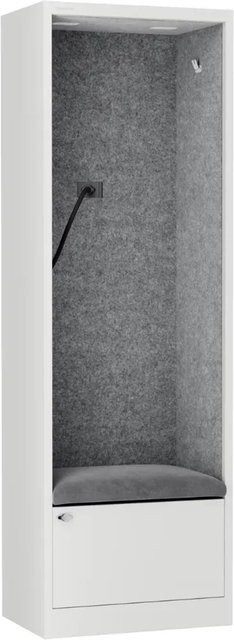 JAN NOWAK Akustikkabine SALLY Telefonkabine mit Schalldämmung in Weiß-Grau, H x B x T: 185 x 60 x 40 cm - Bild 1