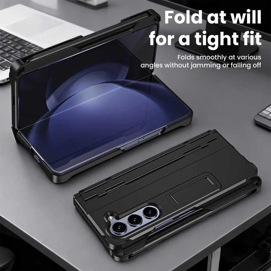 Samsung Klapphülle mit Ständer, Stylus und gehärtetem Glas für Fold7, Fold6, Fold5, Fold4, Fold3 in Schwarz - Bild 3