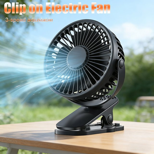 YTYIN Mini Clip-Ventilator in Weiß, wiederaufladbarer USB-Ventilator mit 3 Geschwindigkeiten und leiser Kühlfunktion für Zuhause, Büro und unterwegs - Bild 1