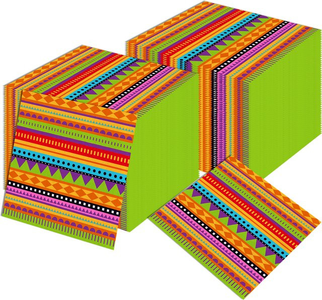 20 Stück Papierservietten mit ethnischem geometrischem Streifenmuster in Multicolour für Picknick und Bastelarbeiten - Bild 1