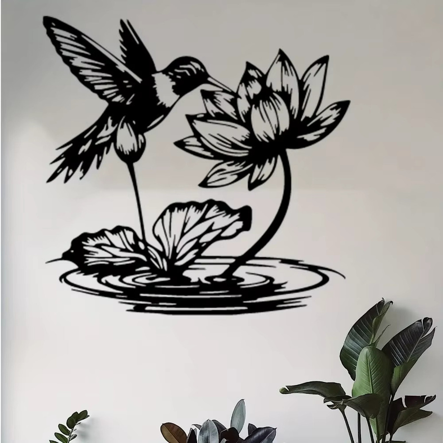 CIFBUY Kolibri Metall-Wandkunst Skulptur in Schwarz als Gartendekoration für den Außenbereich - Bild 2