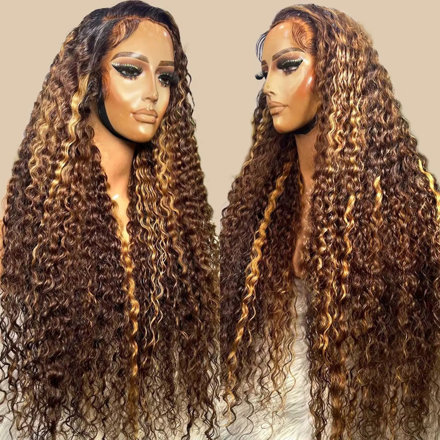 CEXXY Perücke, Echthaar, Deep Wave, Ombre Highlight, Glueless, HD Lace Frontal - Bild 7