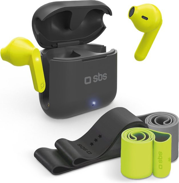 SBS TWS In-Ear Kopfhörer Set mit Bluetooth und elastischen Fitnessbändern, Schwarz/Mehrfarbig - Bild 1