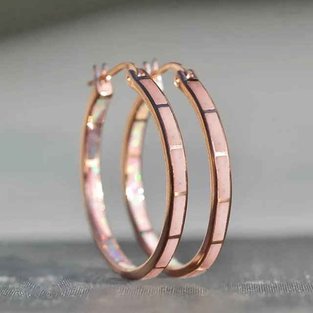 Huitan Creolen Emaille, Roségold, Damen - Bild 1