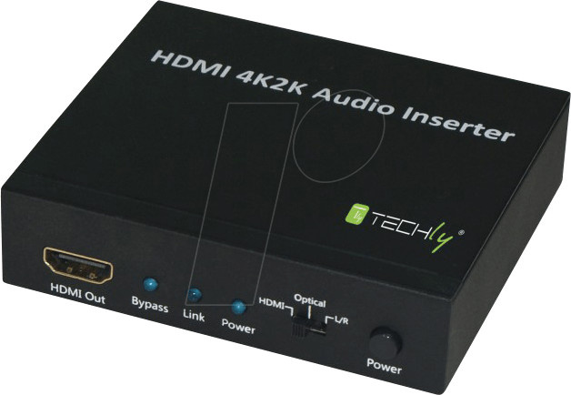 Techly HDMI/DVI 4K2K Audio Inserter Konverter mit 3,5 mm Jack in Schwarz (IDATA-HDMI-AI4K) - Bild 1