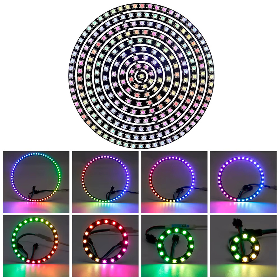 TNALANT WS2812B LED-Pixelring individuell adressierbare RGBIC LEDs mit integriertem IC, Schwarz/Weiß PCB - Bild 3