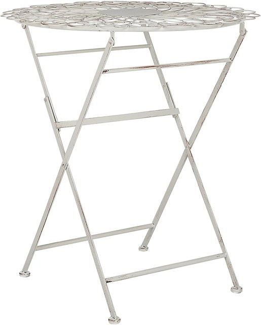 Beliani Gartentisch STIFFE in Cremeweiß aus Metall im Retro-Design, B/T/H: 70 x 70 x 76 cm - Bild 1
