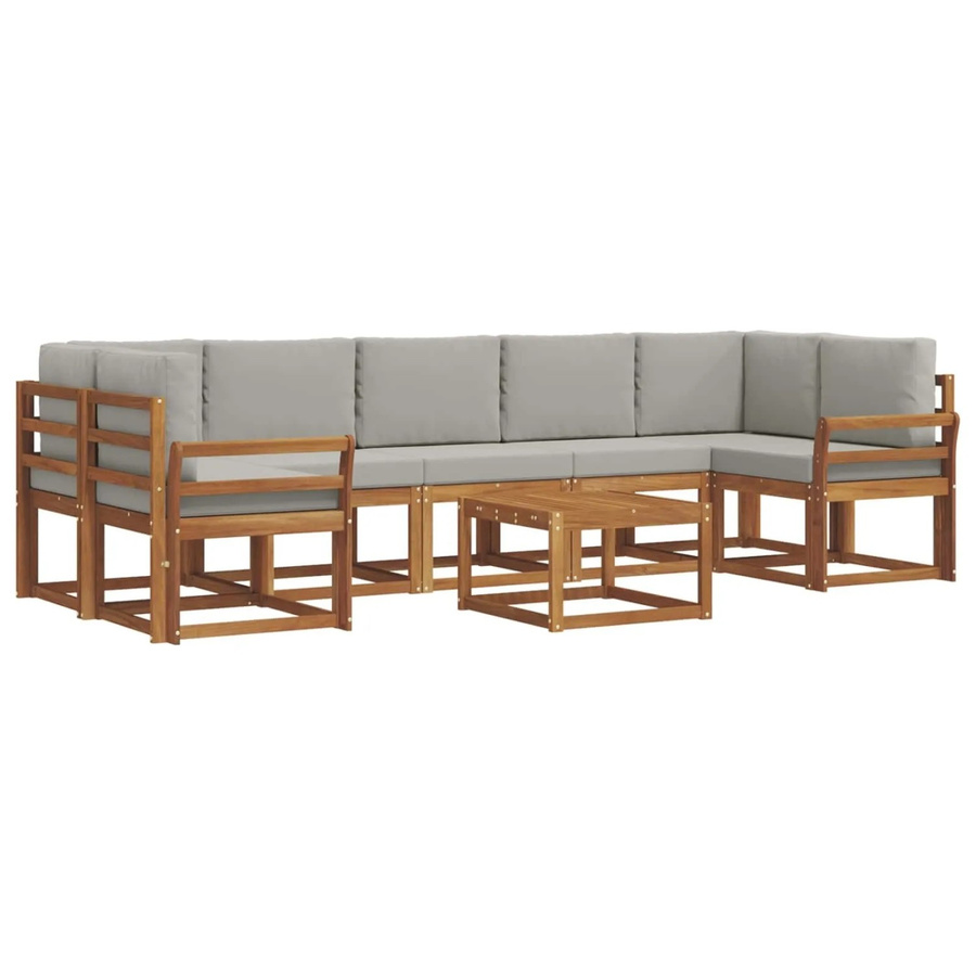 vidaXL Outdoor-Sofagarnitur aus Akazienholz mit 8 Kissen in Braun und Hellgrau - Bild 2