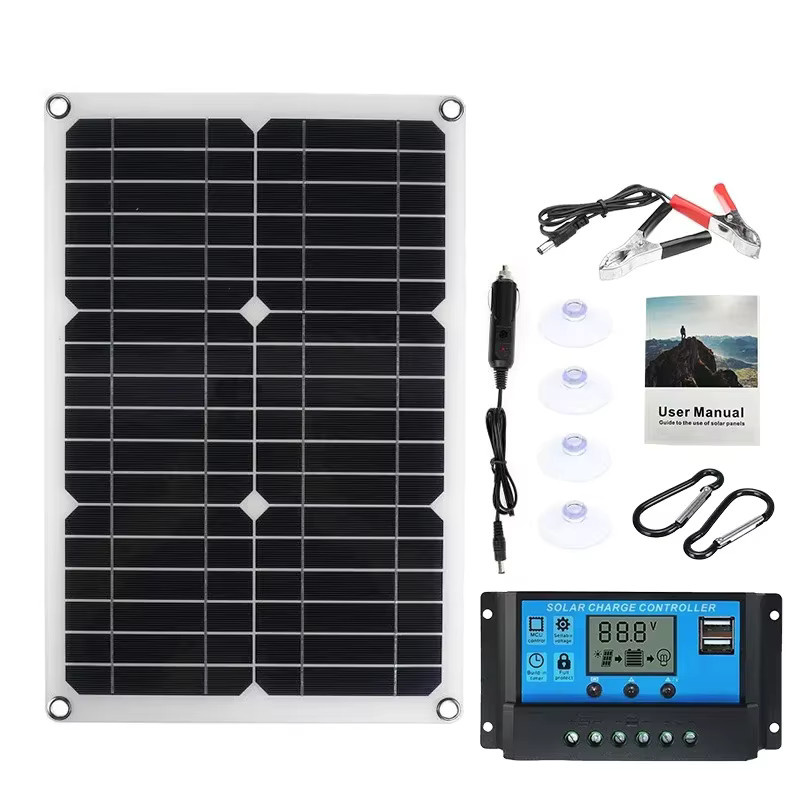 Tragbares 100A 12/24V Solarpanel-Set mit Laderegler in Schwarz für Auto, Wohnmobil, Boot und Heimgebrauch - Bild 5