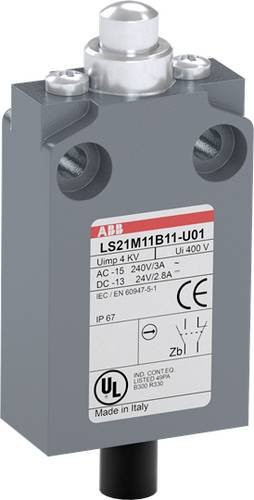 ABB LS21M11B11-U01 Positionsschalter mit Kuppenstößel, 10A, IP67, Grau - Bild 1