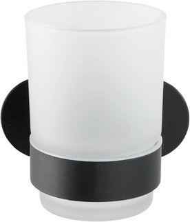 Wenko Turbo-Loc Orea Zahnputzbecherhalter aus Edelstahl in Schwarz Matt B/T/H: 10 x 9,5 x 10 cm - Bild 1