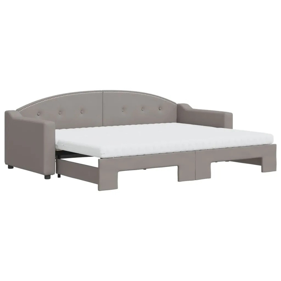 vidaXL Ausziehbares Tagesbett mit Matratze in Taupe, Modernes Polsterbett für Wohnzimmer oder Schlafzimmer, B/T/H: 200 x 80 x 75 cm - Bild 2