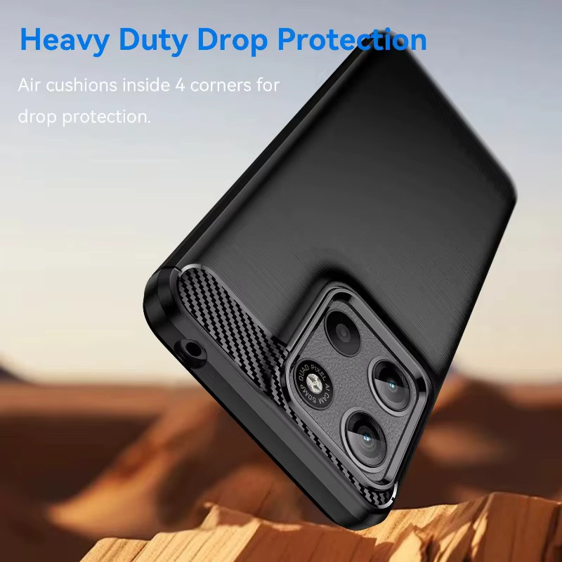 Luxus Carbon Fiber Silikon Schutzhülle für Motorola Moto G57 G67 Power G06 G86 G56 G66Y G66J Edge 70 60 S Pro Fusion Stylus in Schwarz - Bild 3