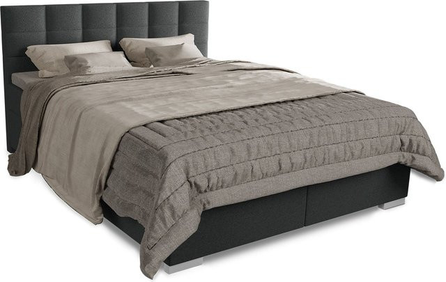 Juskys Boxspringbett Seattle in Dunkelgrau mit weichem Malmo-Stoff, B/T: 180 x 200 cm - Bild 1