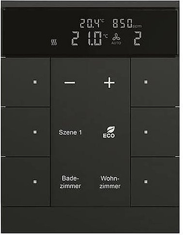 Busch-Jaeger Raumtemperaturregler mit Hygrostat SBC/U6.0.11-885 in Schwarz - Bild 1