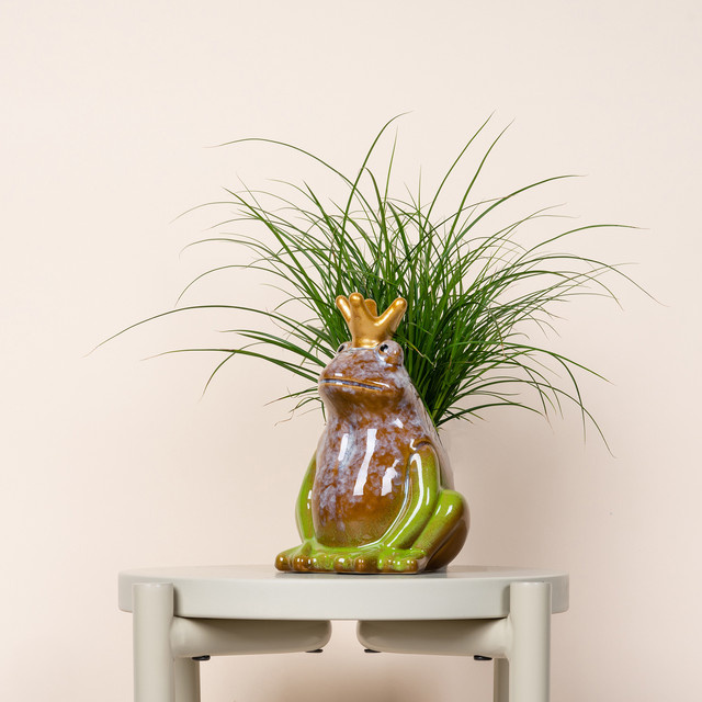 Keramik Frosch von BLUME2000 in Grün mit Gold und Braun - Bild 1