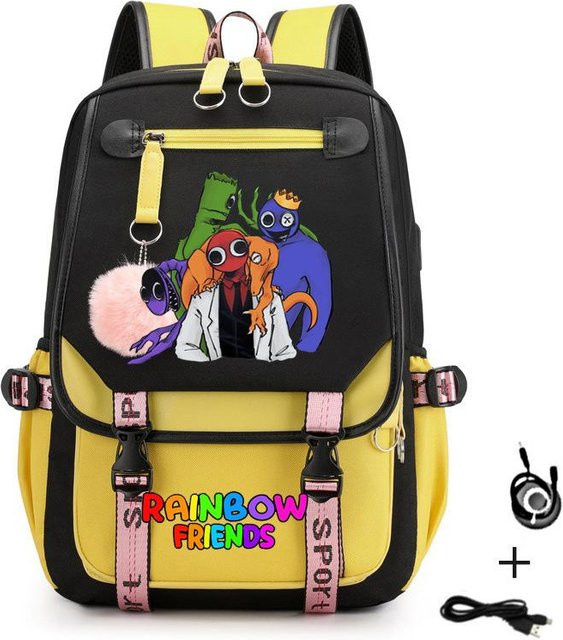 3-teiliges Schulrucksack-Set für Schüler aus Oxford-Stoff in Multicolour mit Schultasche und Federmäppchen - Bild 1
