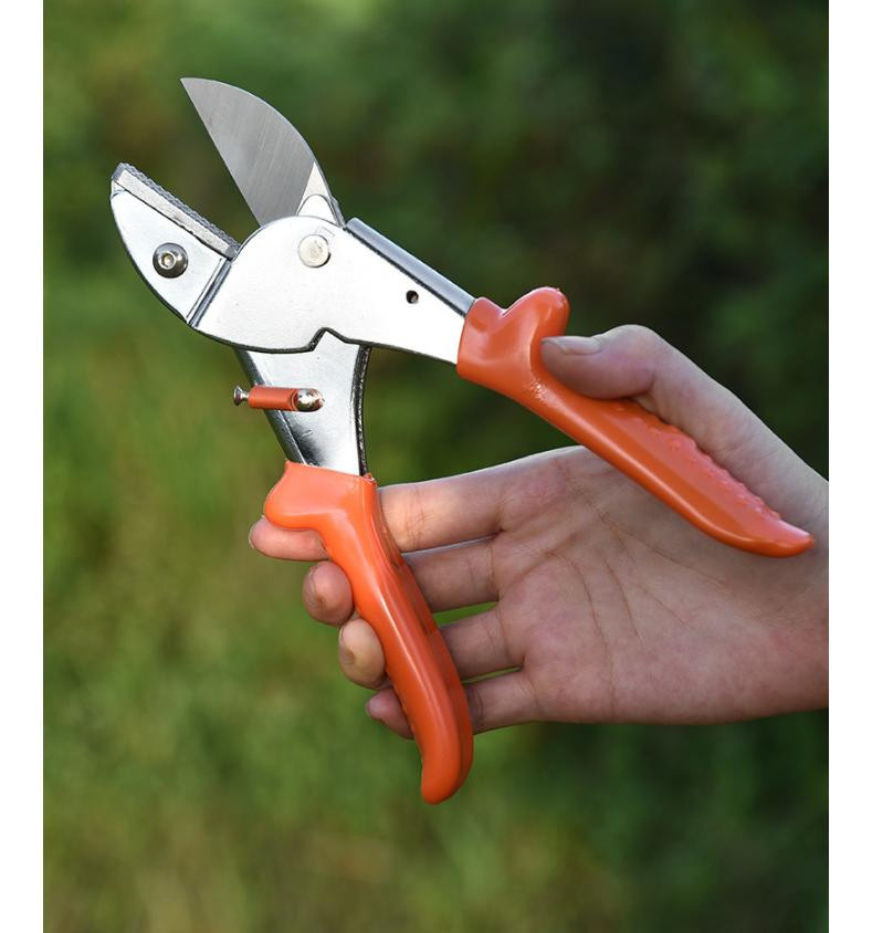 FATCOOL Bypass Gartenschere aus Stahl in Silber und Orange mit Anti-Rutsch-Griff für Gartenbau und Obstbäume - Bild 2