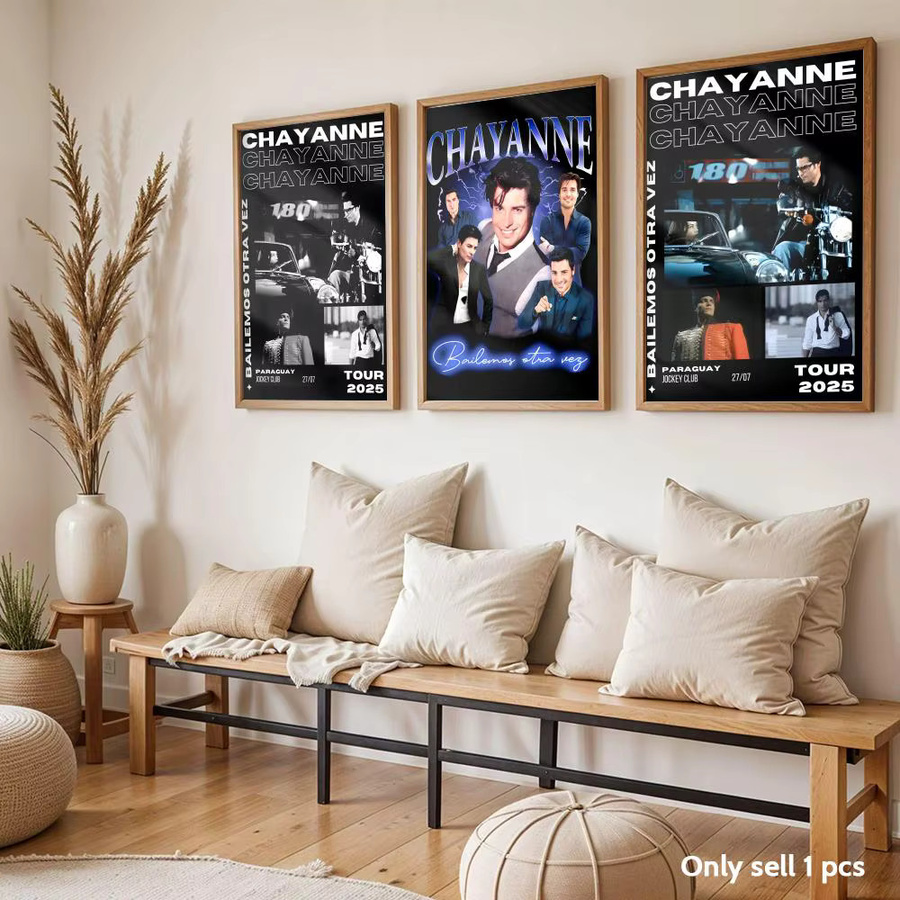 Singer C-Chayanne Poster Wandkunst-Aufkleber in Schwarz, wasserfeste und selbstklebende Wanddekoration, B: 20,0 cm, H: 15,0 cm - Bild 3