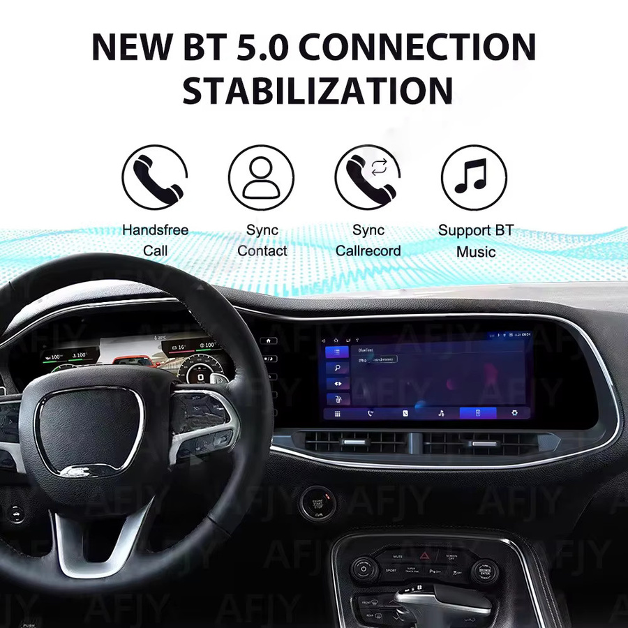 YANFU Android Auto Digital Cluster Tachometer mit GPS und Carplay für Dodge Challenger SRT Hellcat 2010-2023, Schwarz - Bild 6