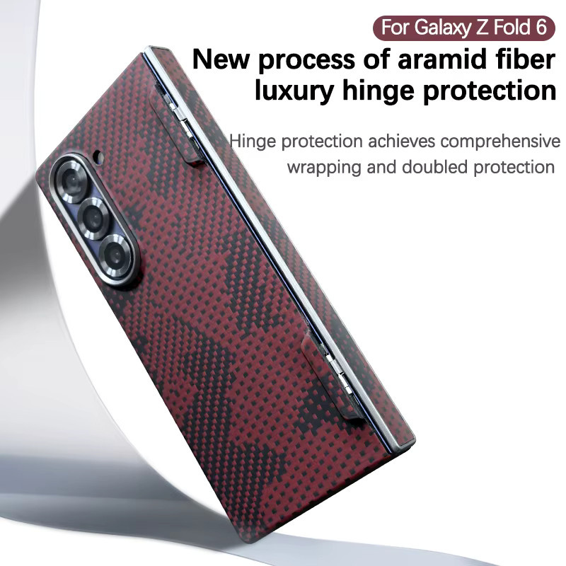 Original Aramid Carbon Fiber Magnetische Handyhülle für Samsung Galaxy Z Fold 7 5G in Rot mit stoßfestem Schutz und Klappscharnier-Abdeckung - Bild 2