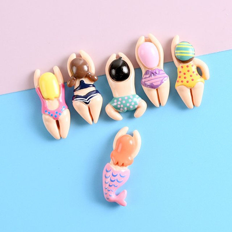 6er Set Cartoon Schwimmfiguren aus Kunstharz als bunte Kühlschrankmagnete und Wohnaccessoires - Bild 1