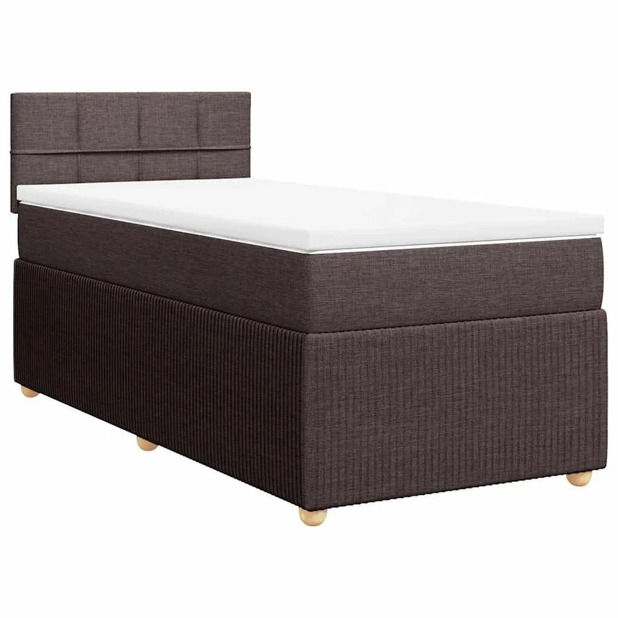 vidaXL Boxspringbett Hybrid mit Matratze und Taschenfederkern, Dunkelbraun, B/T: 90 x 200 cm - Bild 2
