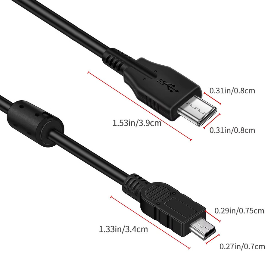 Canon OTG-Kabel Mini 5-Pin auf USB-C in Schwarz zum schnellen Teilen von Fotos und Videos von deiner Kamera auf dein Smartphone oder Tablet - Bild 2