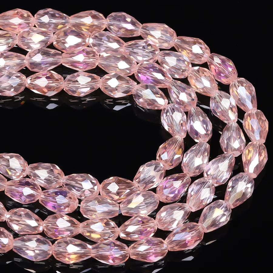 Kristallperlen Glasperlen, rosa, facettierte Tropfenperlen, 8 x 12 mm - Bild 3
