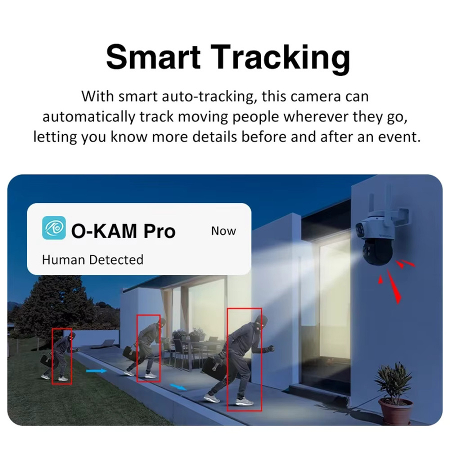 Vstarcam 5MP Dual Objektiv Wifi PTZ Kamera mit Nachtsicht, Smart Tracking und 5X Digital Zoom in Weiß - Bild 5