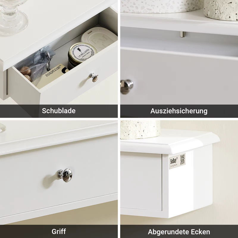 SoBuy FRG43-L Wandschrank Badezimmerschrank mit 3 Schubladen in Weiß, B/H/T: 93 x 15 x 10 cm - Bild 3