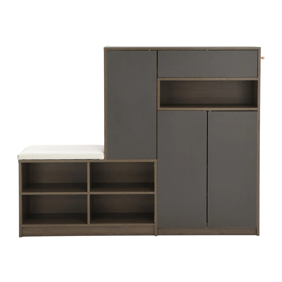 Merax Schuhbank mit Sitzfläche und Stauraum in Grau, B/T/H: 140 x 35 x 110 cm - Bild 2