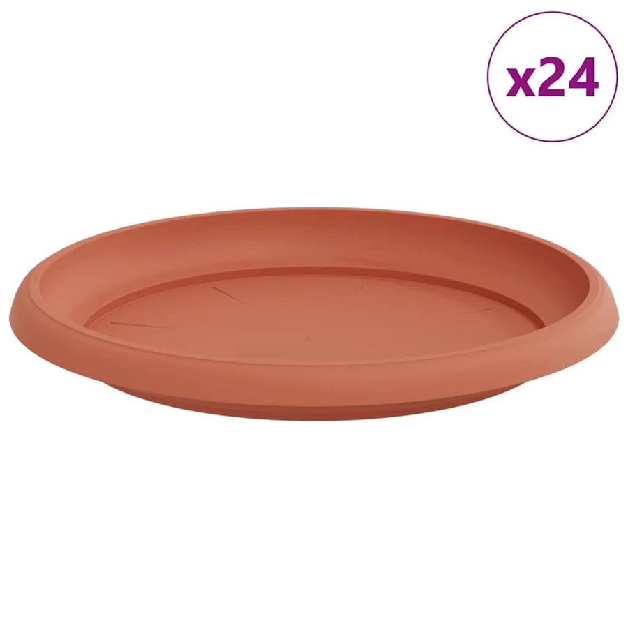 vidaXL Runde Blumenplatten aus Kunststoff in Ziegelrot, 24 Stück, Durchmesser: 21,5 cm, Höhe: 2,5 cm - Bild 2