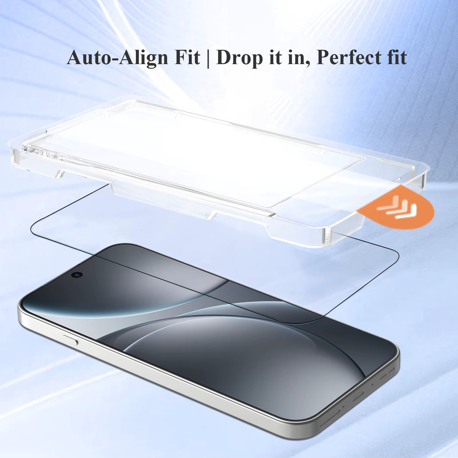 Lereach Displayschutzfolie aus gehärtetem Glas für OPPO Find X9 Ultra, X8 Ultra und Find X9 Pro mit Staubfreier Positionierungsbox und Auto-Ausrichtung, transparent - Bild 2
