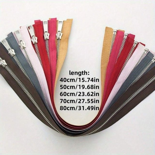 5 Stück glatte Metall-Reißverschlüsse mit Y-Zähnen in Silber und Multicolour, Länge: 40 cm - Bild 1