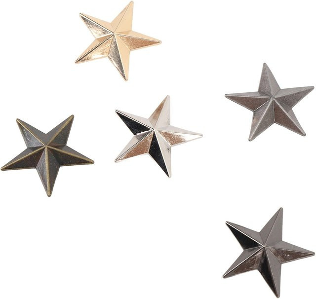 20er Set GoolRC Stern-Nieten aus Legierung für Lederhandwerk, 5-zackige Sterne, Durchmesser: 31 mm, Farben: Gold, Silber, Schwarz, Grau - Bild 1