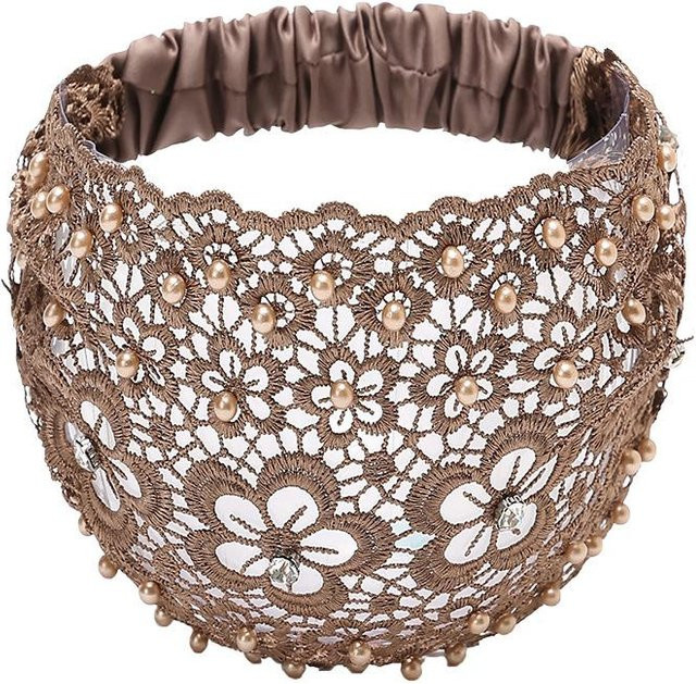 XYNN Haarband, Blumen-Spitzen-Perlen, khaki, Damen - Bild 1