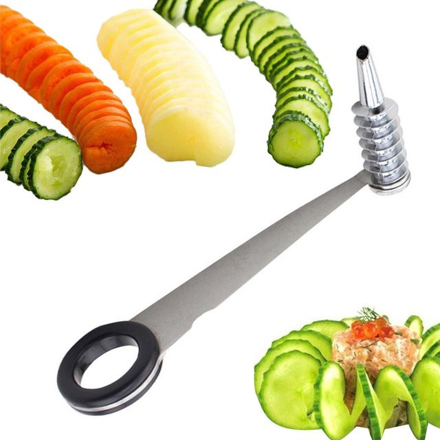 Veggie Spiralizer Gemüseschneider aus Edelstahl in Silber und Grau, spülmaschinenfest und rutschfest - Bild 1