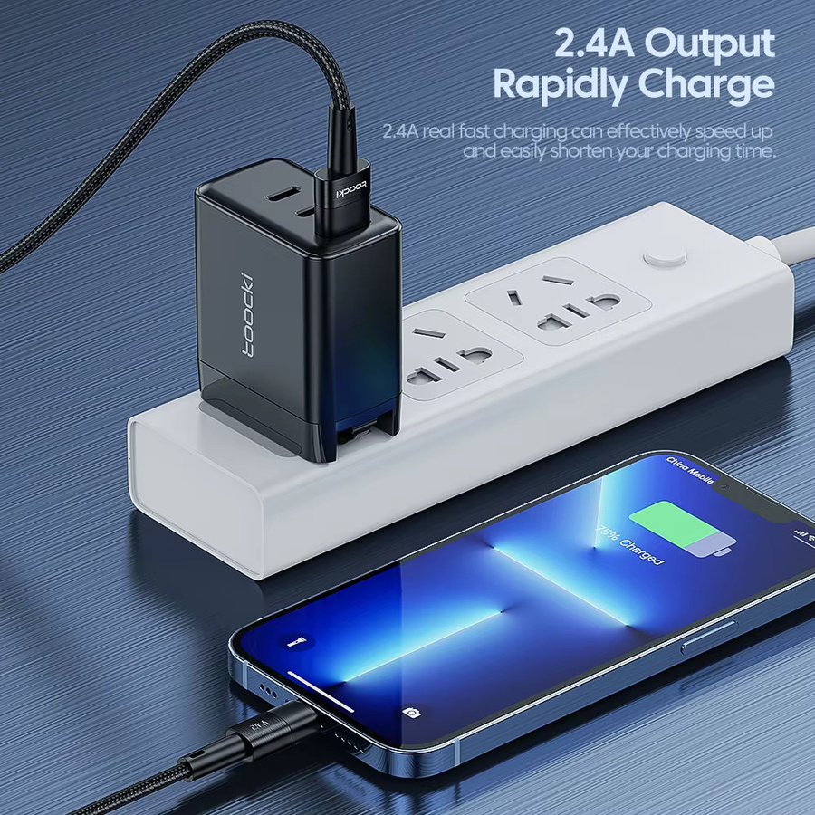 Toocki USB-A auf Lightning Schnellladekabel für iOS Geräte in Schwarz - Bild 2