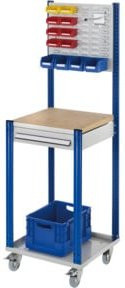Kappes Mobile Arbeitsstation mit Schlitzplatte und 1 Schublade, Grau/Blau, B: 50 cm, H: 173 cm, T: 50 cm - Bild 1