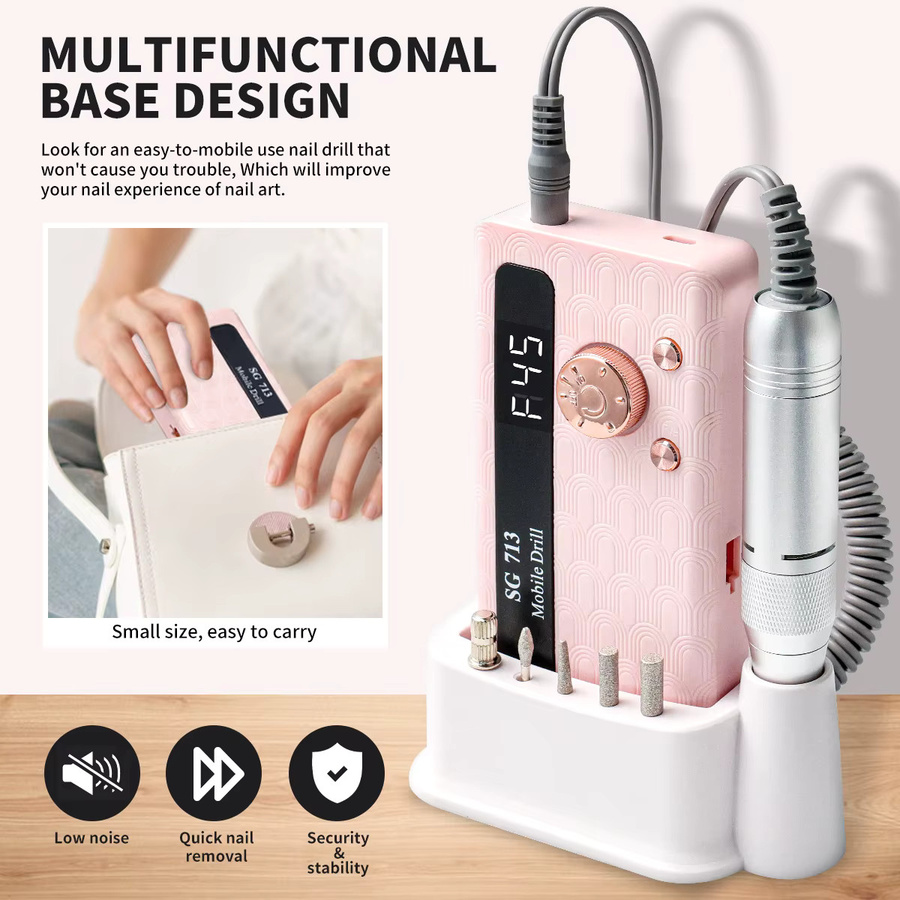 MOSKANY Elektrischer Nagelbohrer, Rosa, mit Nagelpolierer-Set - Bild 3