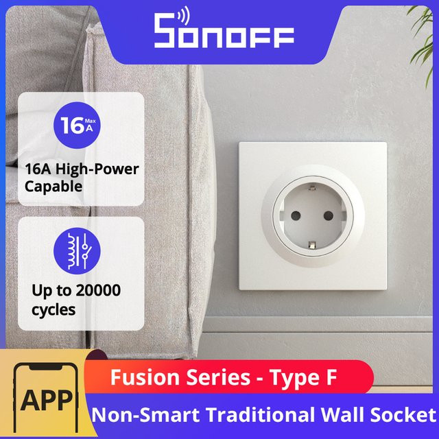 SONOFF WS01STPF-E Fusion Serie Nicht-Smart-Wandsteckdose Typ F in Weiß mit Kindersicherung und flammhemmendem Gehäuse 16A - Bild 1