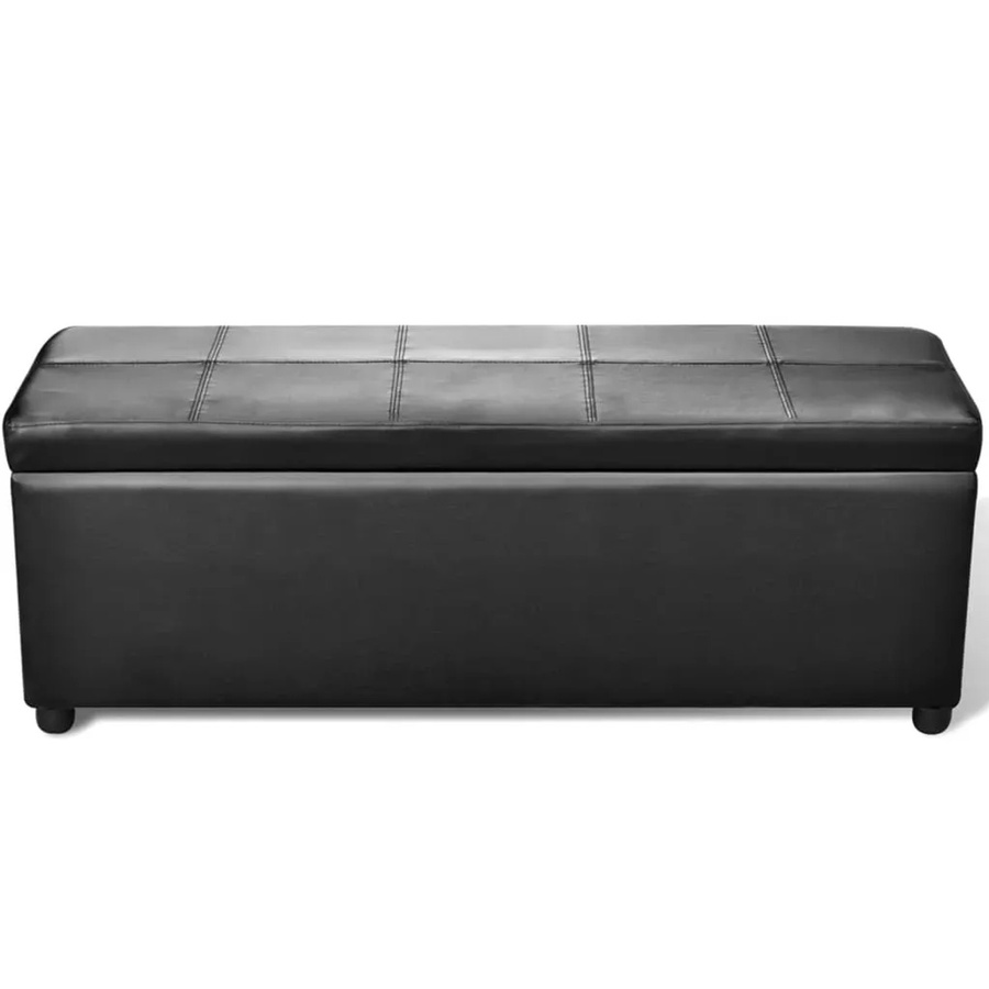 vidaXL Aufbewahrungsbank aus Holz und PVC in Schwarz mit Kunstlederpolsterung B: 144 cm, H: 44 cm, T: 39 cm - Bild 2