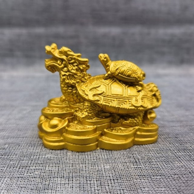 JETTING Feng Shui Drache-Schildkröte Statue in Gold für Glück und Reichtum - Bild 1