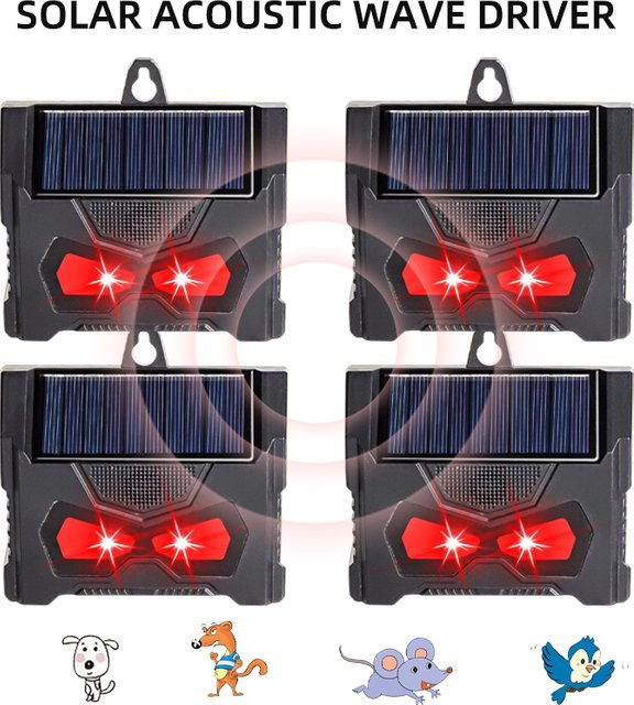 SAIJZEK 2er Set Solarbetriebene Ultraschall-Rattenvertreiber in Schwarz, IP66 wasserdicht für den Außenbereich - Bild 1