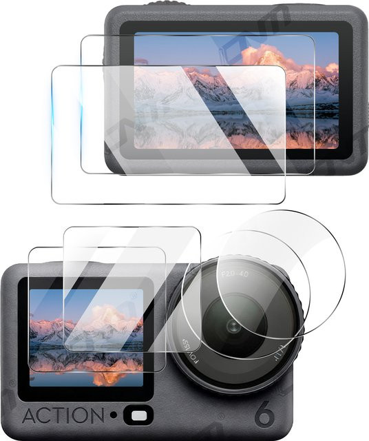 DJI Action 6 Displayschutzfolie aus gehärtetem Glas, transparent, HD-klar und kratzfest - Bild 1