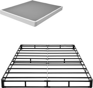 VEVOR Boxspringbett Queen Size in Grau mit waschbarem Stoffbezug und robustem Metallrahmen, B/T/H: 151 x 201 x 13 cm - Bild 1