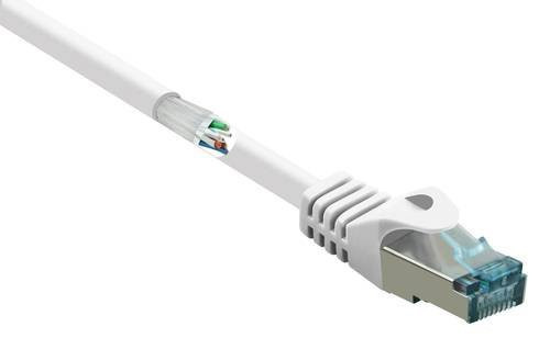 Renkforce RJ45 Patchkabel CAT 6a S/FTP Ethernet LAN Kabel Weiß, Länge: 0,15 m - Bild 1