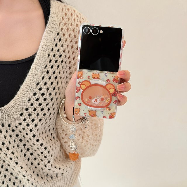 Potdemiel Rilakkuma Bär Handyhülle mit MagSafe Wireless Charging für Samsung Galaxy Z Flip 7, 6, 5, 4, 3 in Multicolour - Bild 1