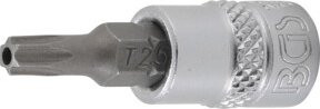 BGS Bit-Einsatz T-Profil T25 mit Bohrung, Antrieb Innenvierkant 6,3 mm (1/4 Zoll), silber - Bild 1